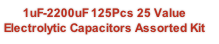 1uF-2200uF 125Pcs 25 Value Electrolytic Capacitors Assorted Kit
