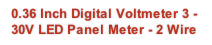 0.36 Inch Digital Voltmeter 3 - 30V LED Panel Meter - 2 Wire
