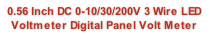 0.56 Inch DC 0-10/30/200V 3 Wire LED Voltmeter Digital Panel Volt Meter
